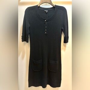 Club Monaco Merino Wool Mini Sweater Dress In Black Size M
